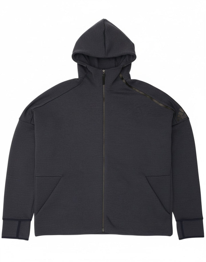 Adidas masculino zip moletom com capuz 2XL azul marinho poliéster