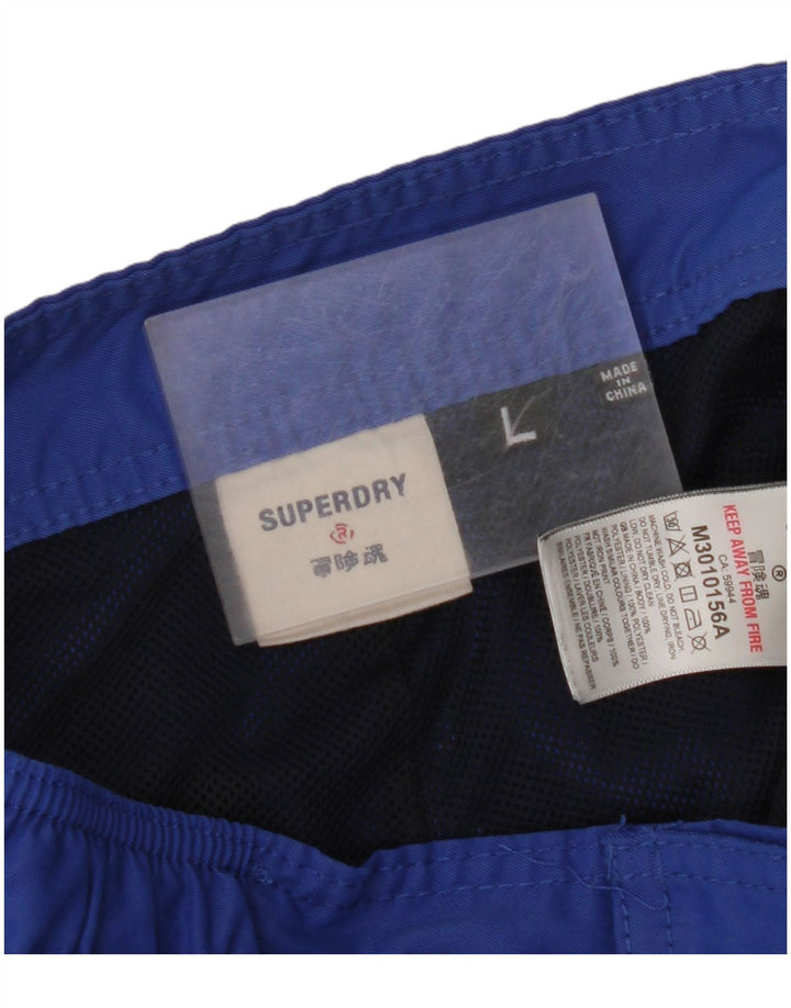 SUPERDRY Mens Graphic Swimming Shorts Large Blue Polyester