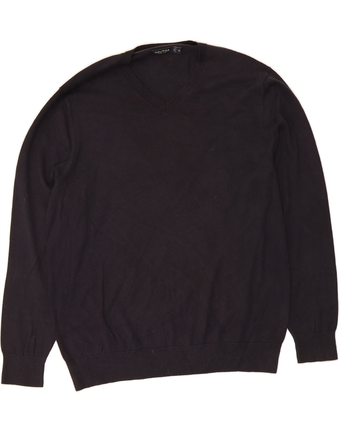 NAUTICA Mens V-Neck Jumper Sweater XL Navy Blue Cotton Vintage Nautica and Second-Hand Nautica from Messina Hembry 