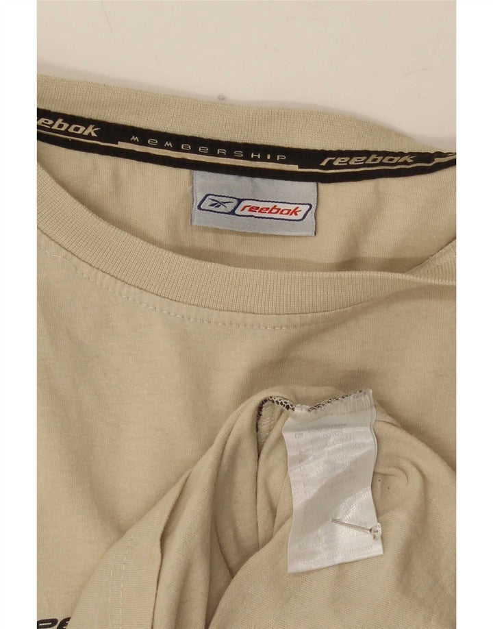 Reebok Mens Graphic T-Shirt Top Médio Algodão Bege
