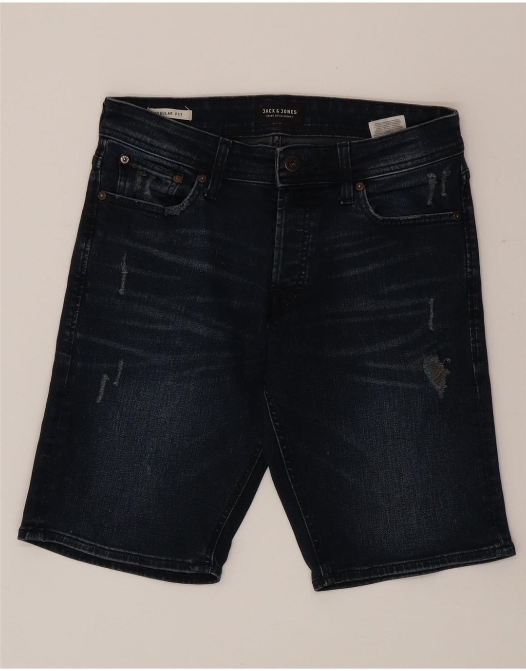 Shorts jeans masculino Jack & Jones Regular Fit pequeno W29 algodão azul marinho