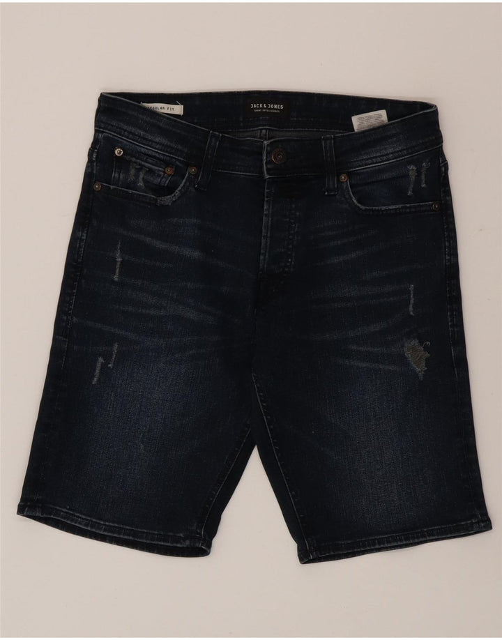 Shorts jeans masculino Jack & Jones Regular Fit pequeno W29 algodão azul marinho
