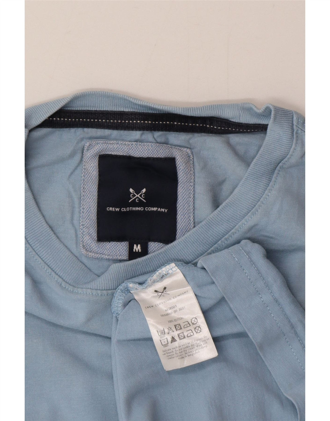 Camiseta masculina Crew Clothing Top algodão azul médio