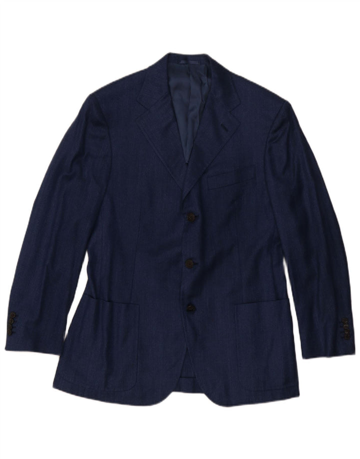 Jaqueta blazer masculina Burberry com 3 botões IT 48 lã azul marinho médio