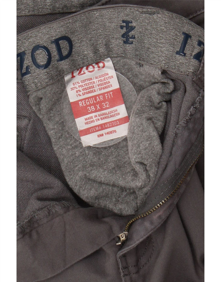 IZOD Mens Regular Fit Straight Casual Trousers W38 L32 Grey Cotton Vintage Izod and Second-Hand Izod from Messina Hembry 
