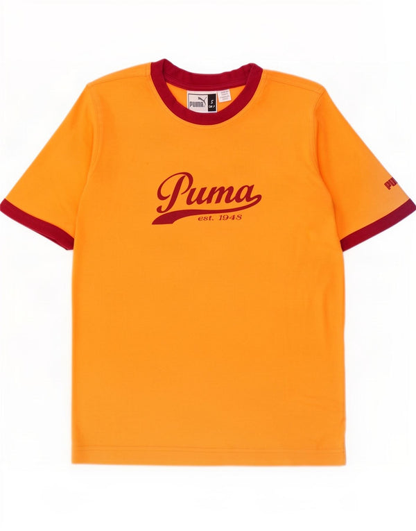 Puma Mens Graphic T-Shirt Top Pequeno Laranja Colorblock Algodão