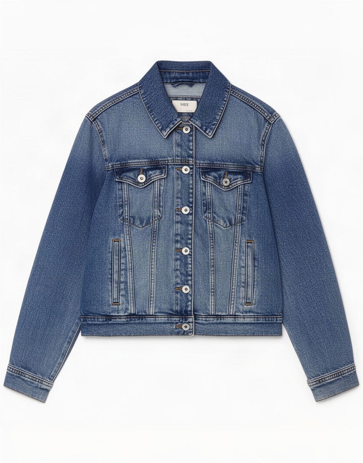 Jaqueta jeans feminina Marks & Spencer Reino Unido 12 algodão azul médio