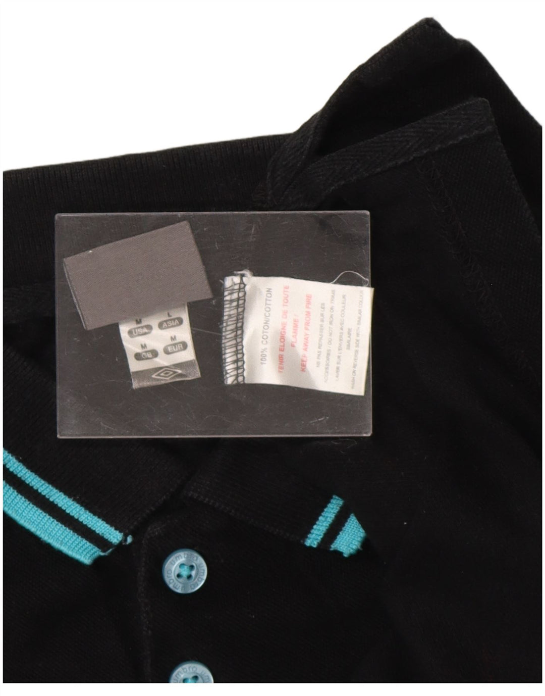 Camisa polo masculina UMBRO de algodão preto médio