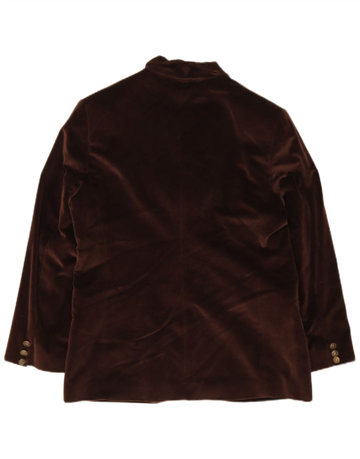 Jaqueta blazer feminina vintage de veludo com 3 botões UE 44 XL lã marrom