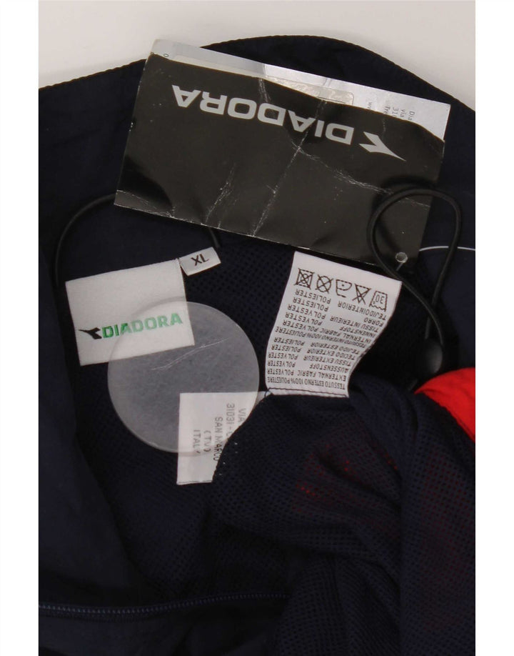 Diadora Mens Tracksuit Top Jacket XL Azul Marinho Colourblock Poliéster