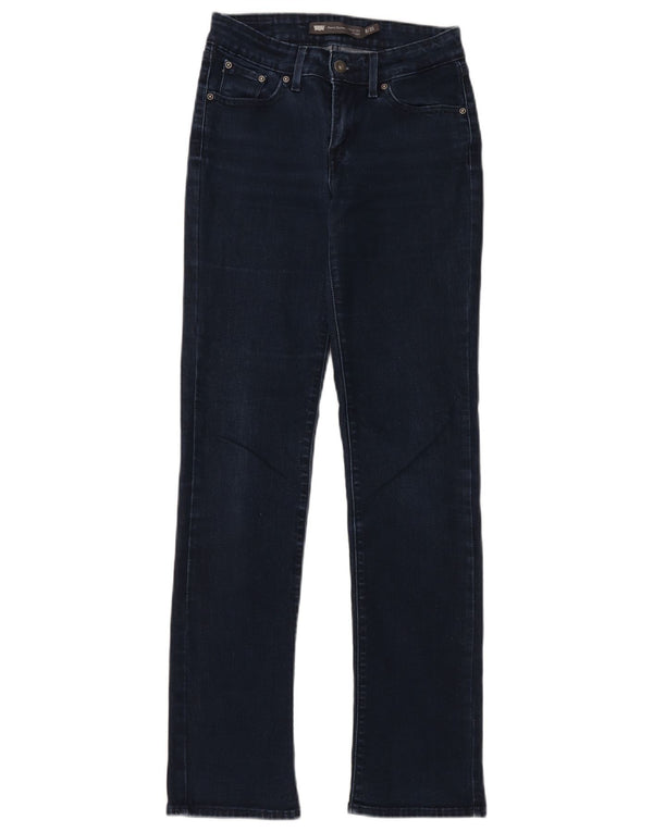 Calça jeans feminina Levi's Demi Curve Straight EUA 0 XS W25 L32 Azul marinho