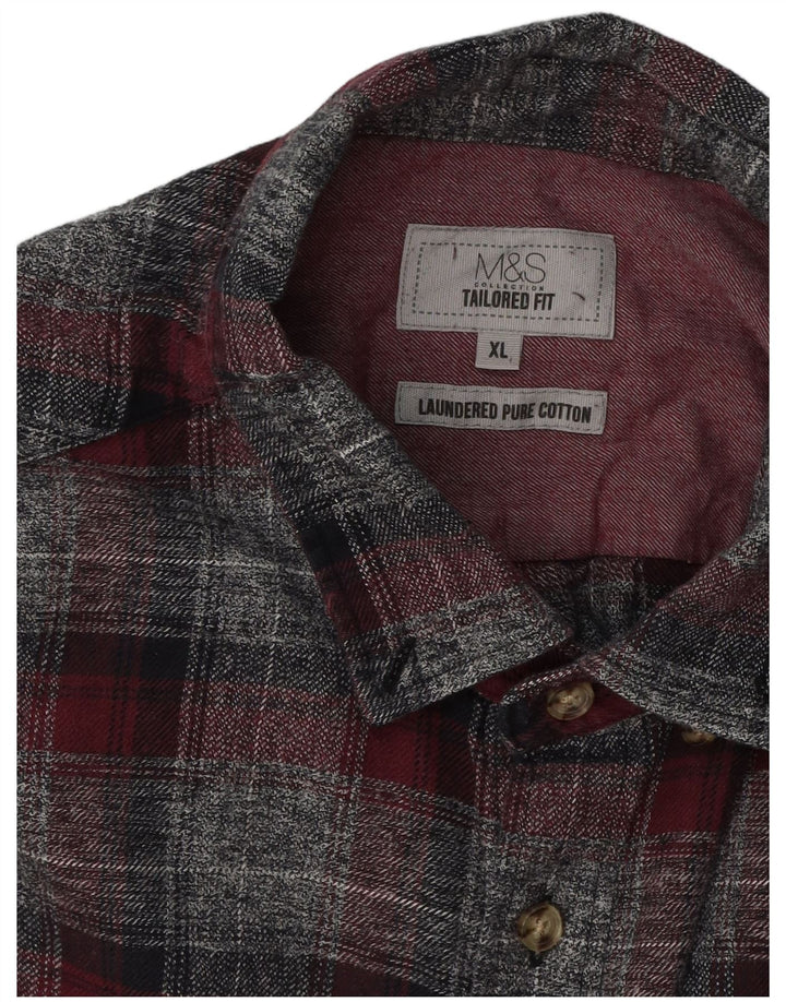 Camisa masculina de flanela sob medida da Marks & Spencer XL cinza xadrez algodão