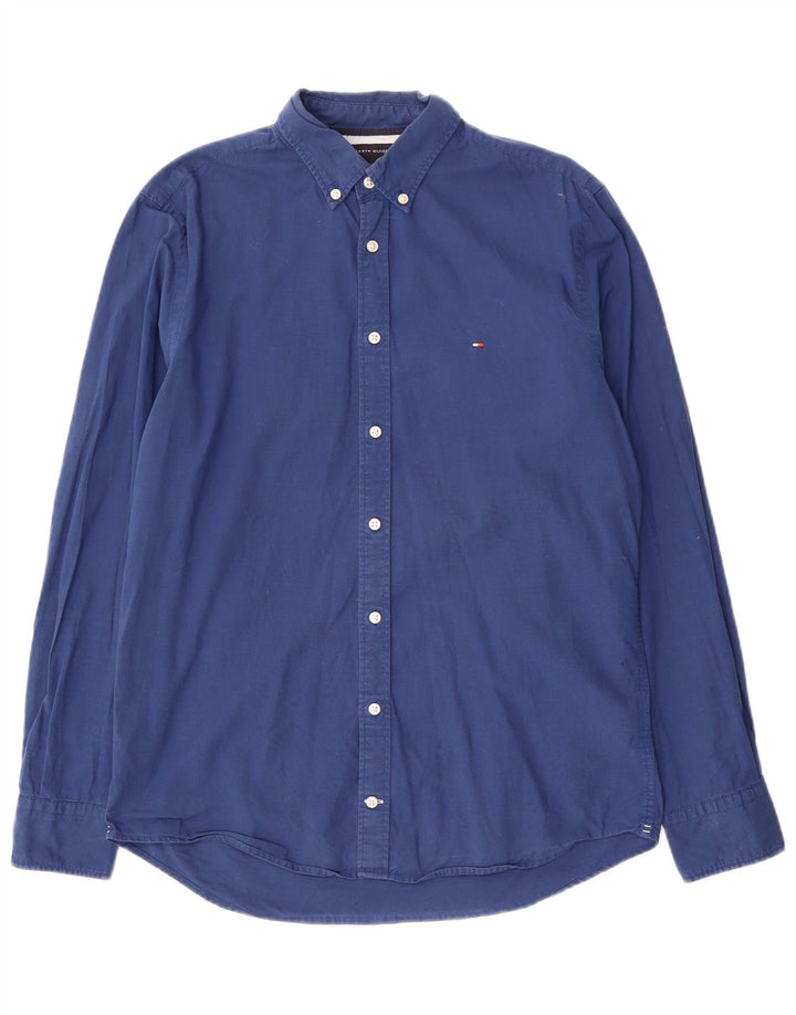 Tommy Hilfiger Mens Regular Fit Camisa Médio Algodão Azul