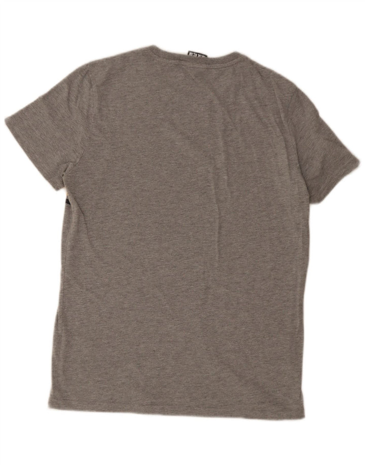 Camiseta masculina Superdry com estampa gráfica cinza médio algodão colorblock