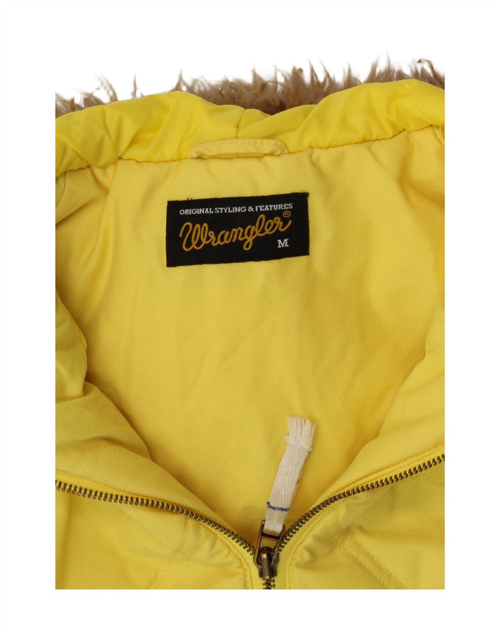 WRANGLER Womens Hooded Padded Gilet UK 14 Medium Yellow Cotton Vintage Wrangler and Second-Hand Wrangler from Messina Hembry 