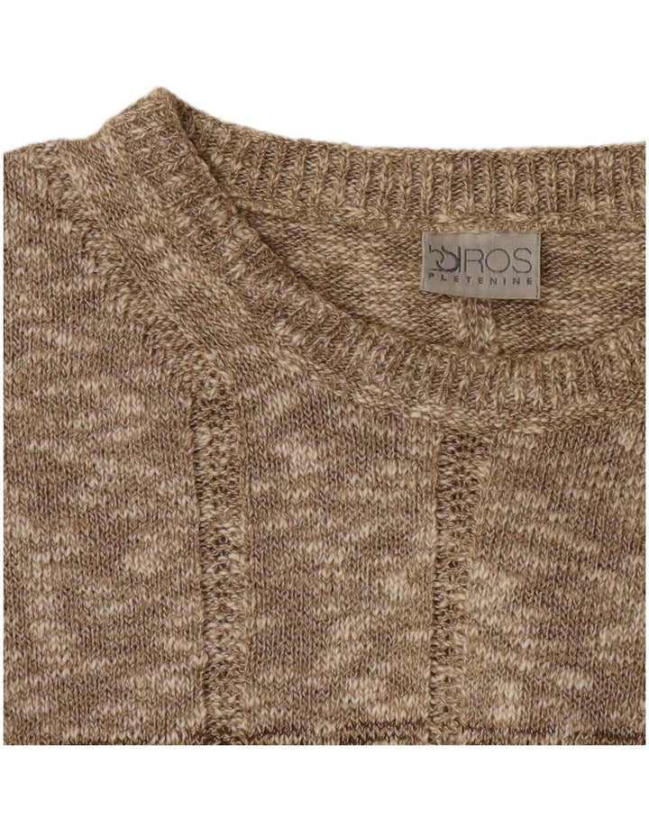 Suéter masculino vintage com gola redonda XL bege manchado