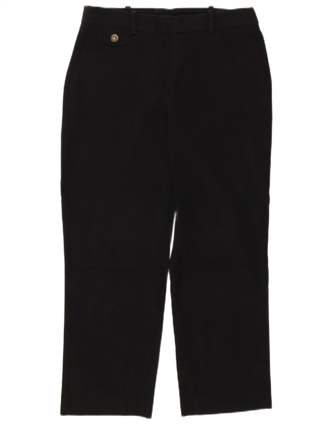 Zara Calça feminina reta cortada média W28 L26 algodão preto