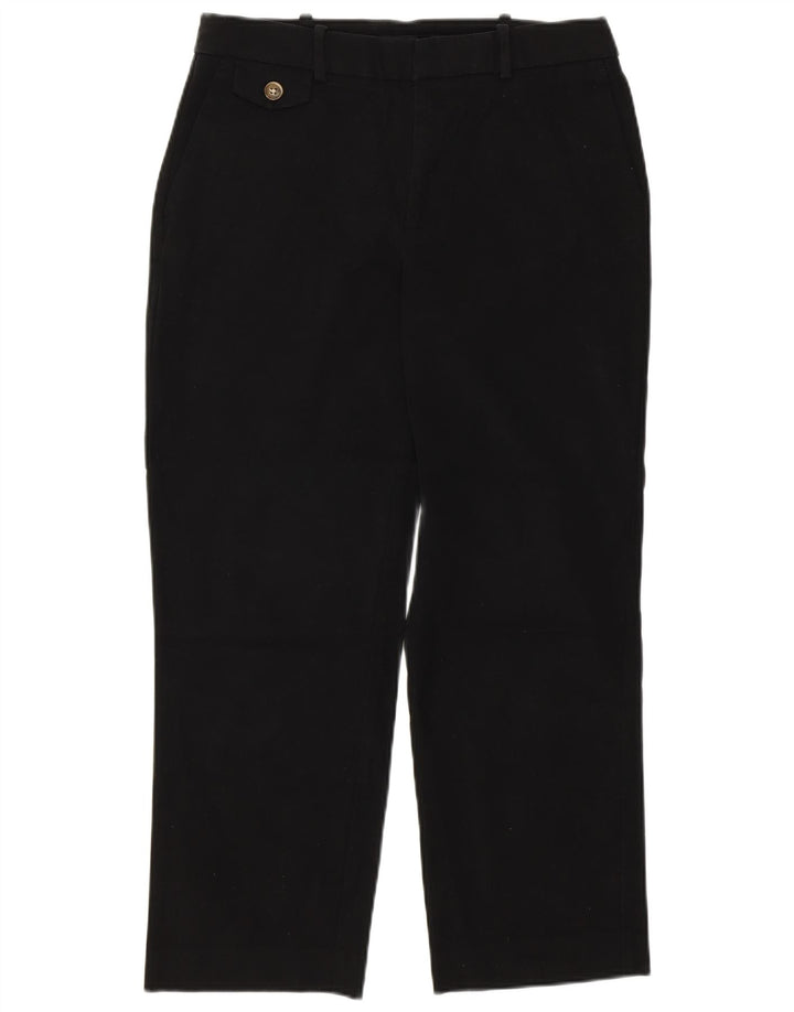 Zara Calça feminina reta cortada média W28 L26 algodão preto