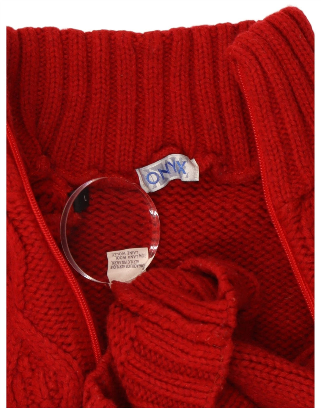 Suéter cardigã feminino Onyx Reino Unido 14 grande acrílico vermelho