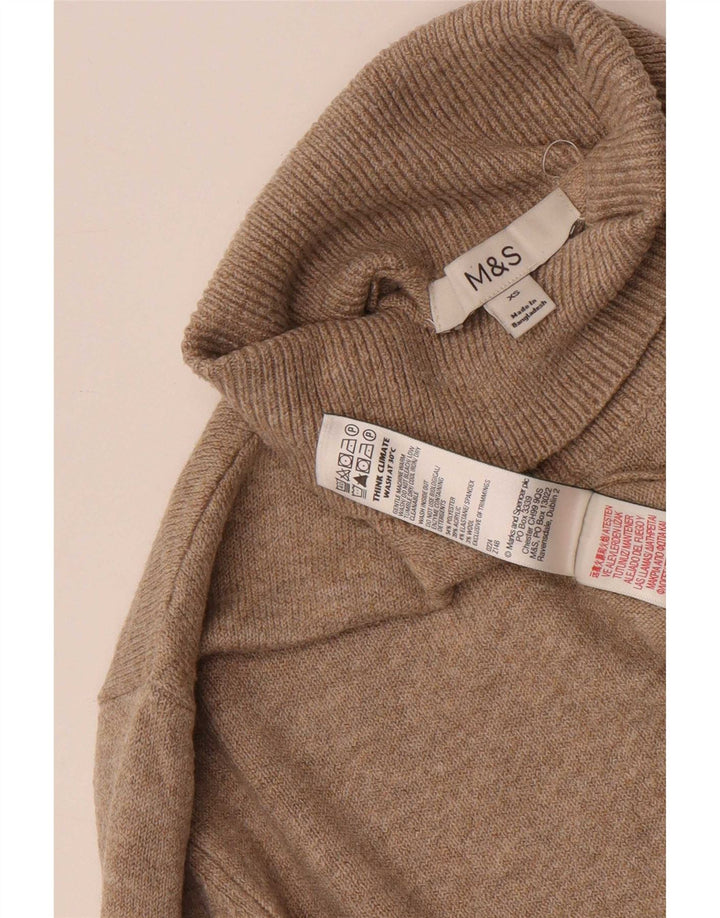 Suéter feminino Marks & Spencer com gola redonda grande Reino Unido 6 XS bege