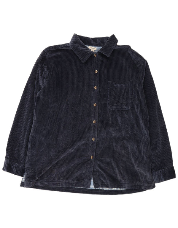 Camisa masculina de veludo cotelê L.L.Bean grande algodão azul marinho