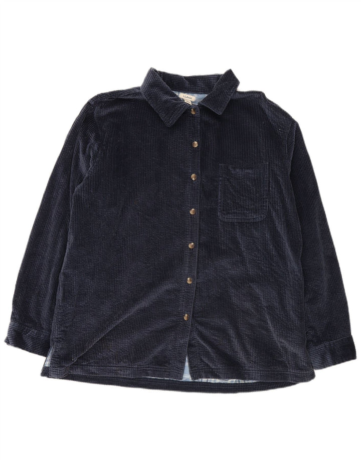 Camisa masculina de veludo cotelê L.L.Bean grande algodão azul marinho