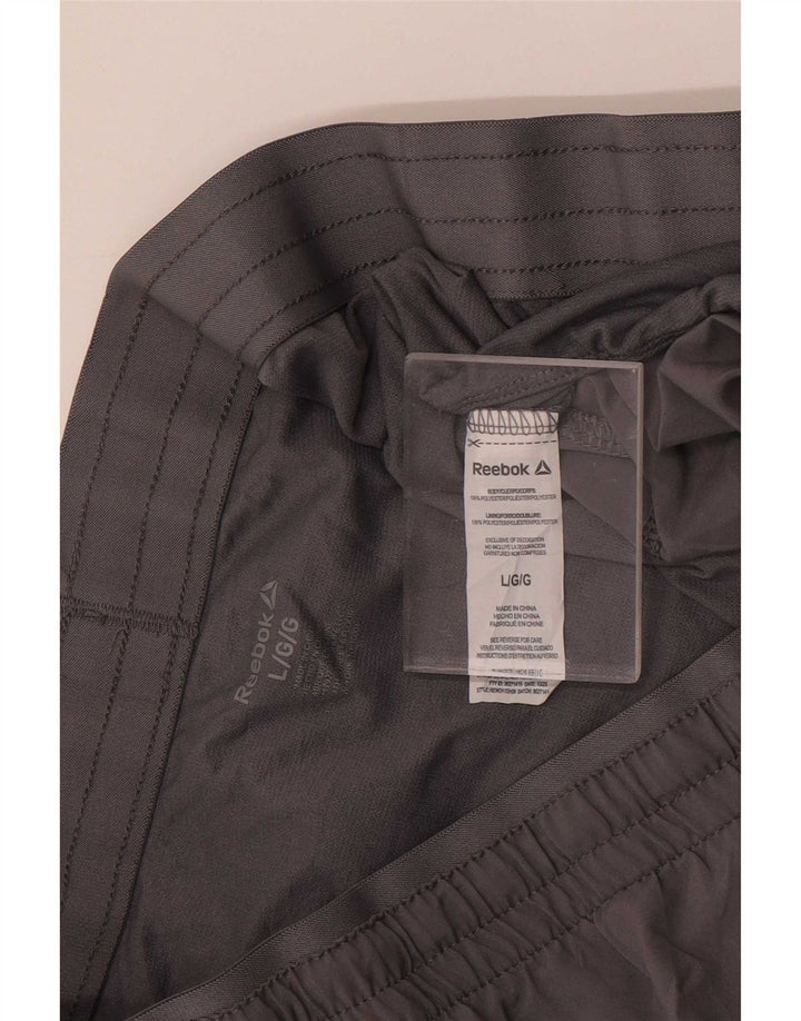 Shorts esportivos gráficos masculinos Reebok grande poliéster cinza