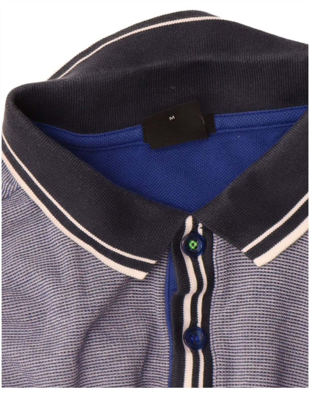 Camisa polo masculina Hugo Boss Regular Fit algodão listrado azul médio