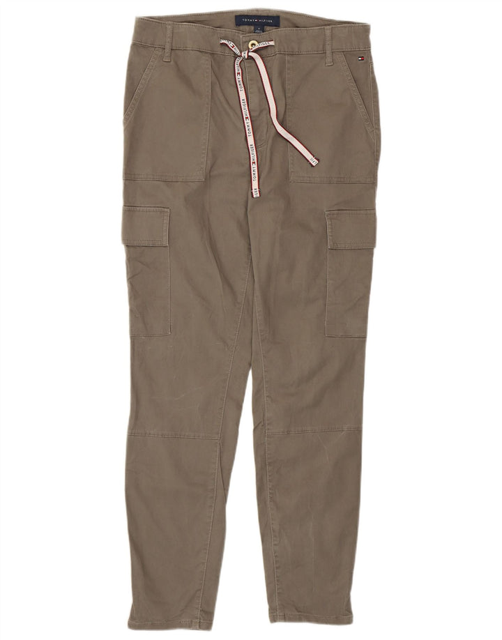 Calça cargo feminina TOMMY HILFIGER US 8 médio W30 L27 algodão cinza