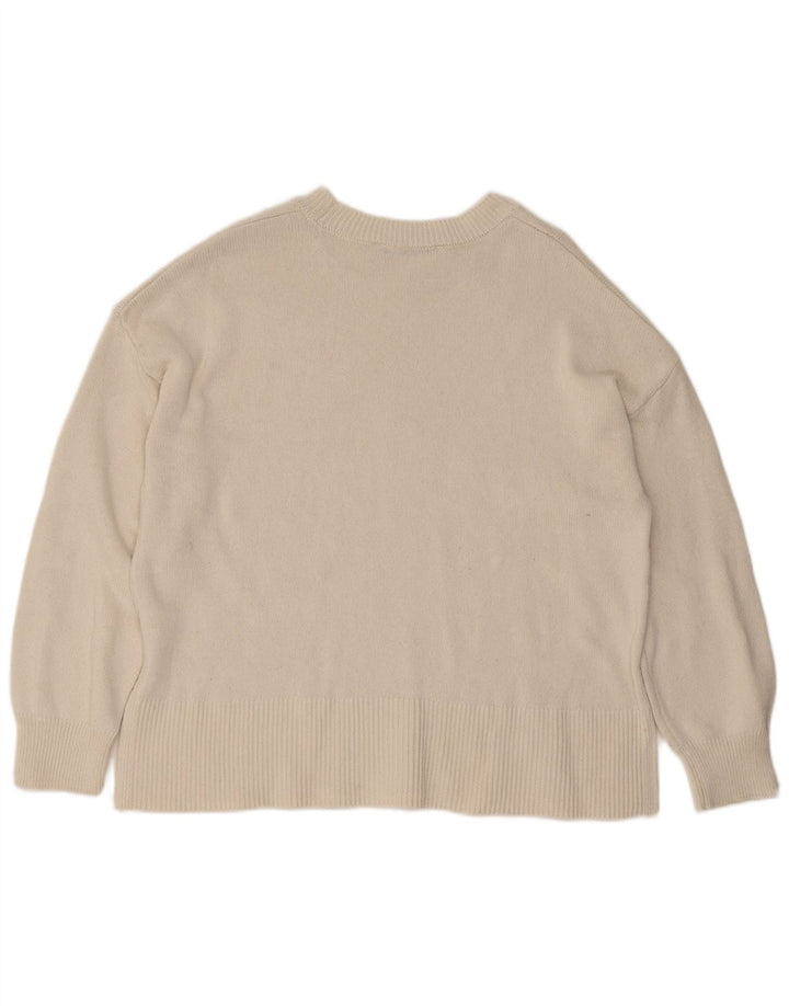 Zara Suéter feminino oversized com gola canoa Reino Unido 14 Médio Off White