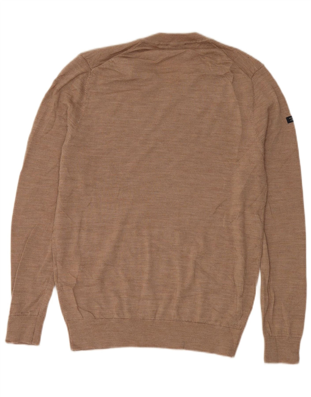 Suéter masculino Superdry com decote em V, lã Merino bege médio
