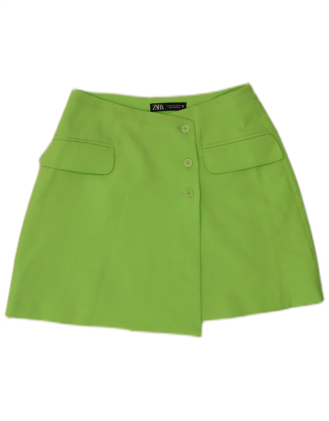 Saia assimétrica feminina Zara médio W28 poliéster verde
