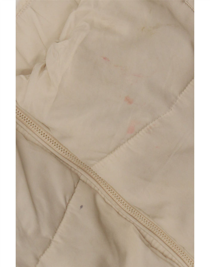 Jaqueta acolchoada com capuz grande Zara para mulher UK 6 XS poliéster branco