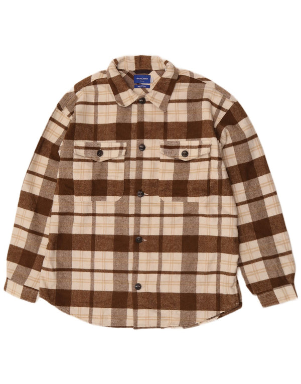 Camisa masculina de flanela Jack & Jones XL marrom xadrez poliéster