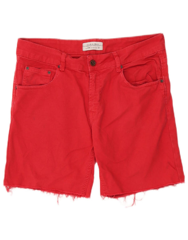 Zara Mens Denim Shorts EU 40 Médio W31 Vermelho