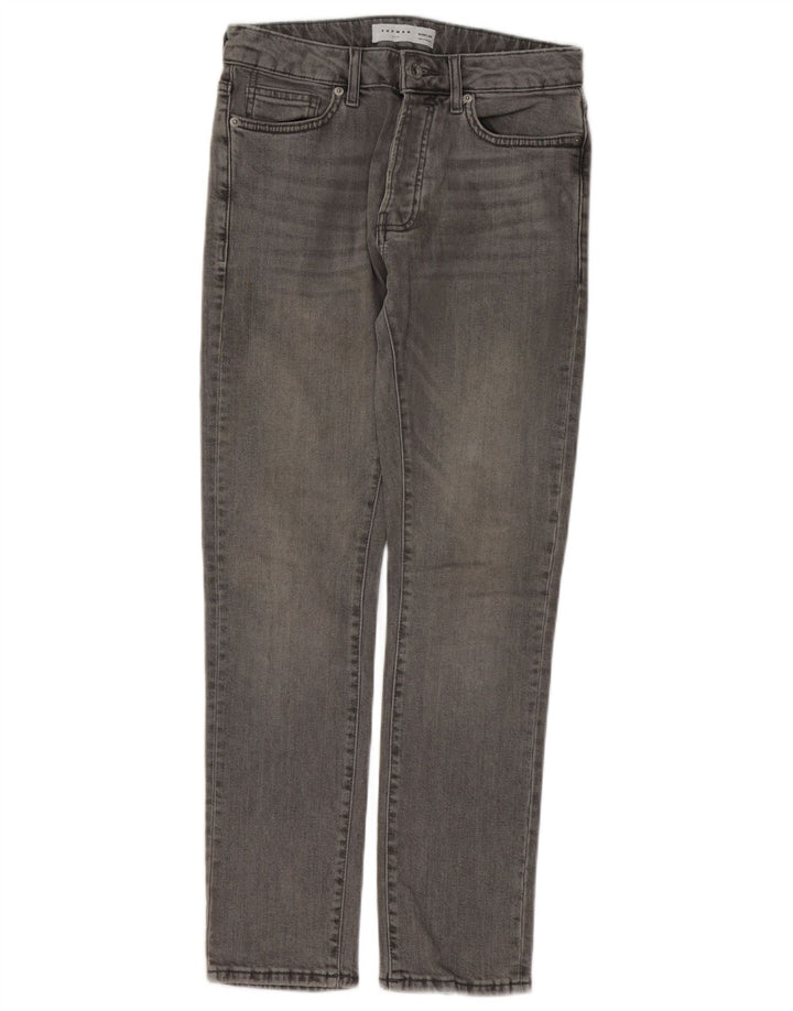 Topman Mens Jeans Slim W28 L30 Algodão Cinza