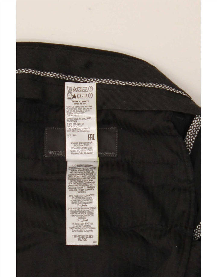 Calça masculina Marks & Spencer Slim Suit W38 L29 poliéster preto