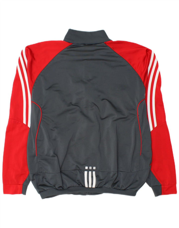 ADIDAS Mens Tracksuit Top Jacket UK 44/46 Grande Cinza Colourblock Poliéster