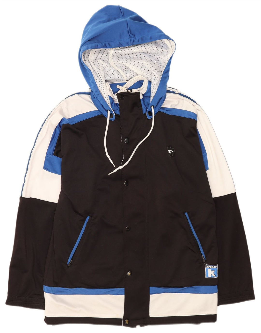 Jaqueta masculina Kronos com capuz e moletom médio preto em poliéster colorblock