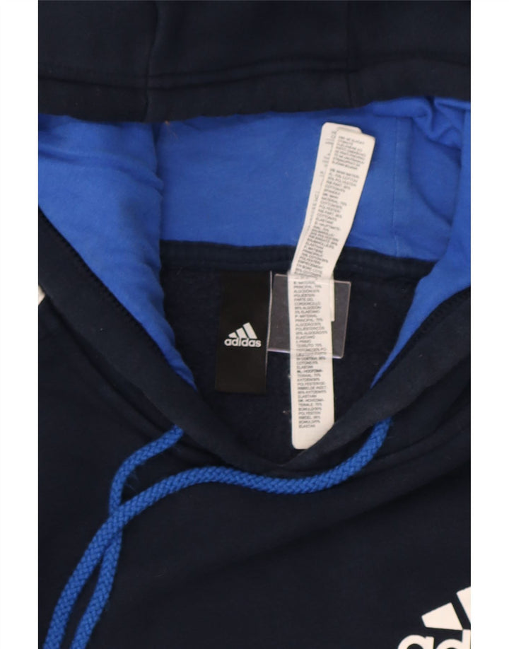 Adidas Mens Hoodie Jumper Médio Azul Marinho Algodão