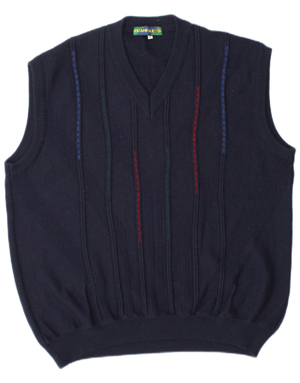Regata masculina Frank Alexs com colete IT 58 2XL lã listrada azul marinho