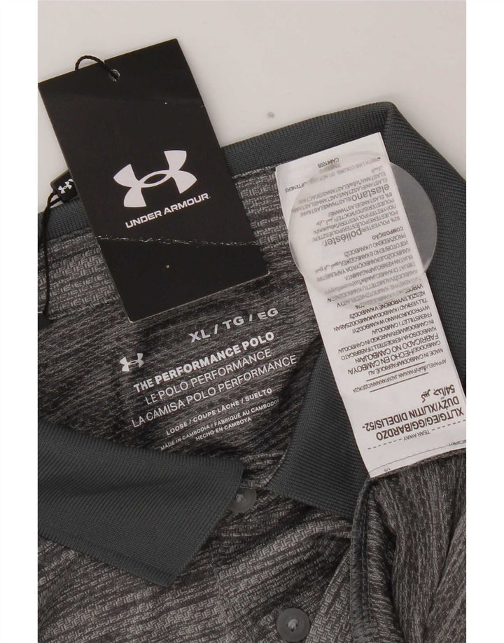 Camisa polo masculina Under Armour XL cinza manchada de poliéster