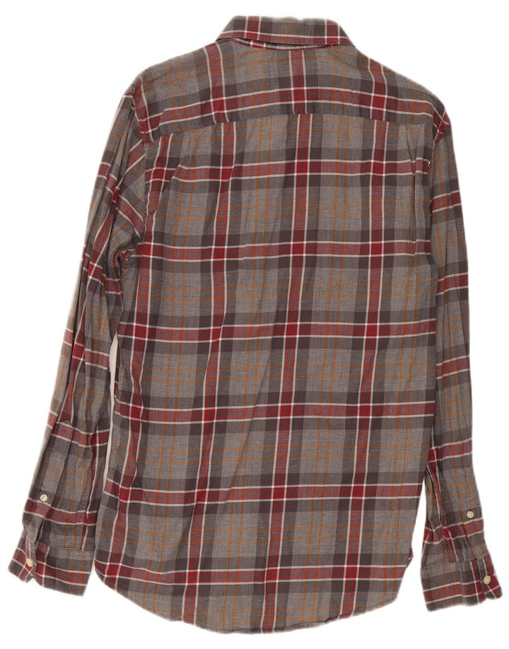 Camisa masculina de flanela Jack Wills pequena cinza xadrez de algodão