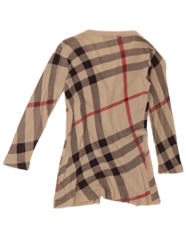 Suéter cardigã feminino Burberry 5-6 anos algodão xadrez bege