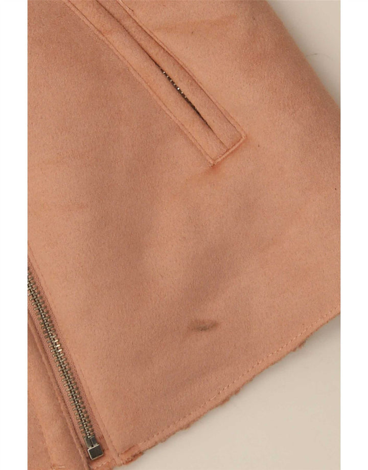 Zara Womens Sherpa Jacket UK 10 Pequeno Poliéster Rosa