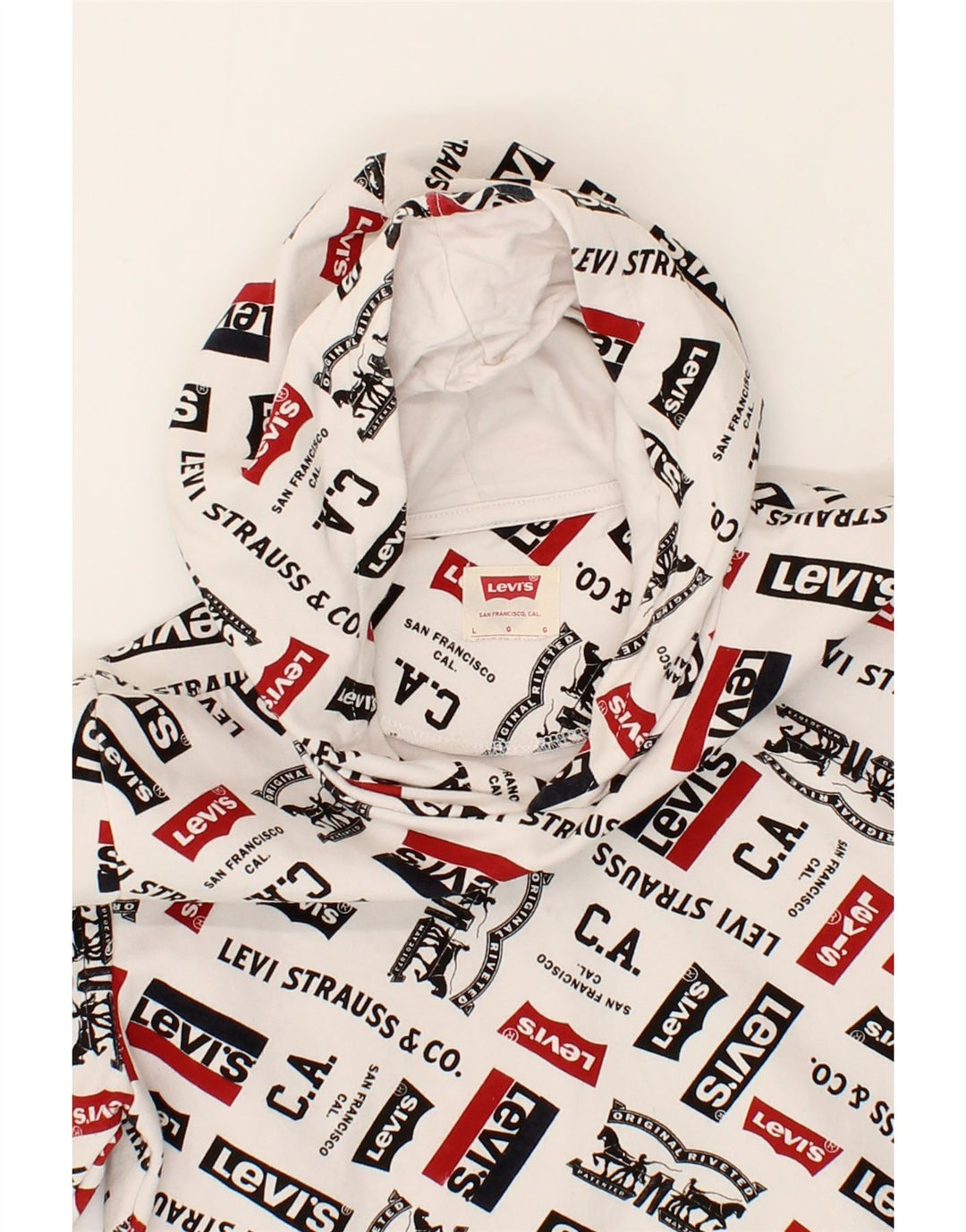 LEVI'S Boys Graphic Hoodie Jumper 11-12 Years lARGE White Vintage Levi's and Second-Hand Levi's from Messina Hembry 