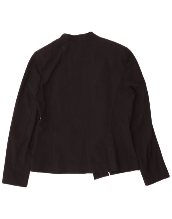 Jaqueta Blazer aberta feminina Marks & Spencer Reino Unido 12 poliéster preto médio