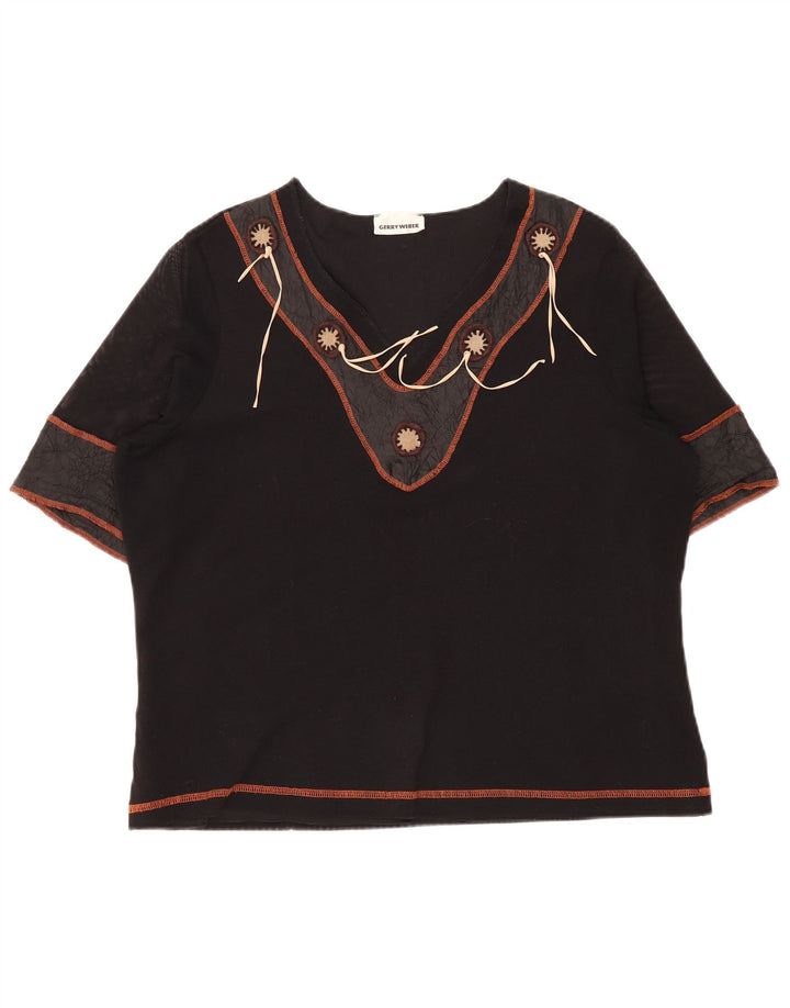 Blusa feminina Gerry Weber UK 16 grande bloco colorido preto