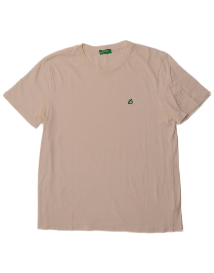 Camiseta masculina BENETTON grande algodão branco