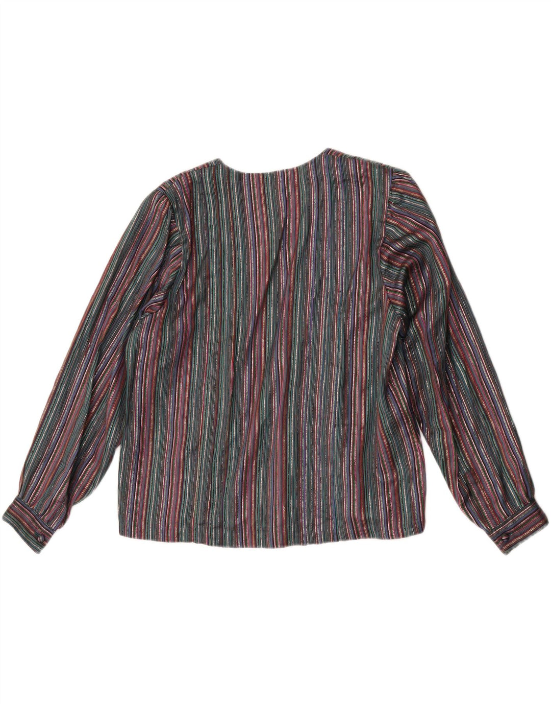 Blusa feminina vintage UK 16 grande listrada multicolorida